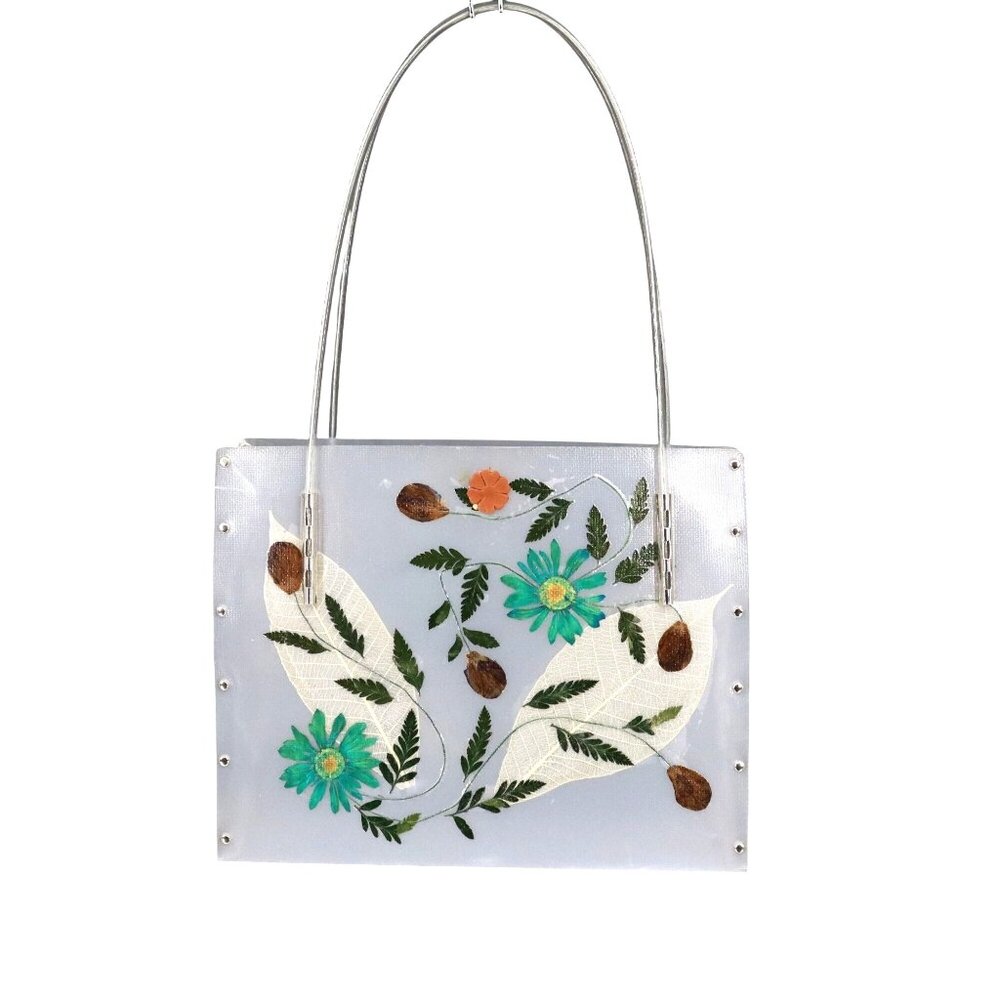 Pressed Flower Handbag Womens Clear Floral Y2K Cottagecore Grannycore Boho Retro